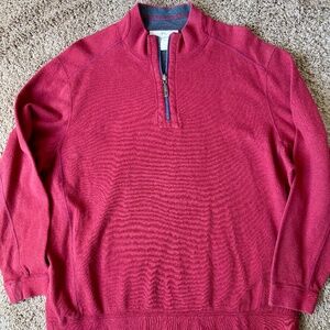 Tommy Bahama Men’s Reversible Half-Zip Sweatshirt – Brick Red XXL 100% Cotton